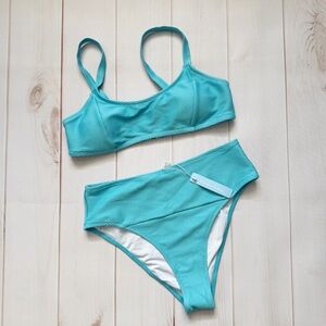 NWT Women’s Live Life on the Beach Aqua Blue Two Piece Bikini Size Small